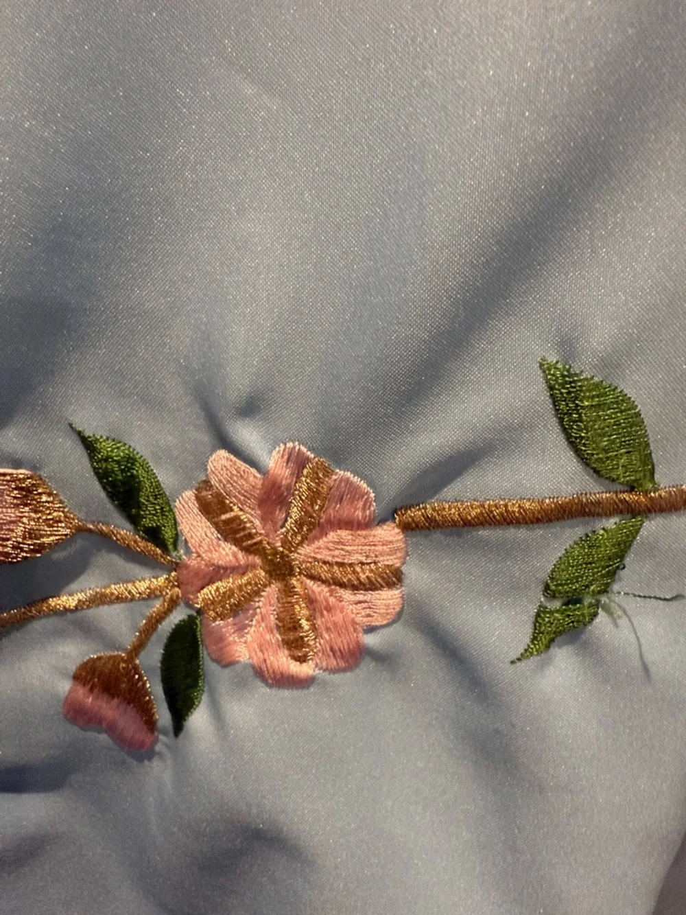 Vintage Japanese Kimono Robe Floral Embroidered Duster Made In Japan No Belt